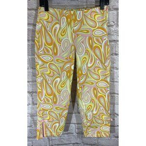 Psychedelic 70’s Vintage Capri Pants Size 4 Stretch Denim Bows Hippie GoGo Retro